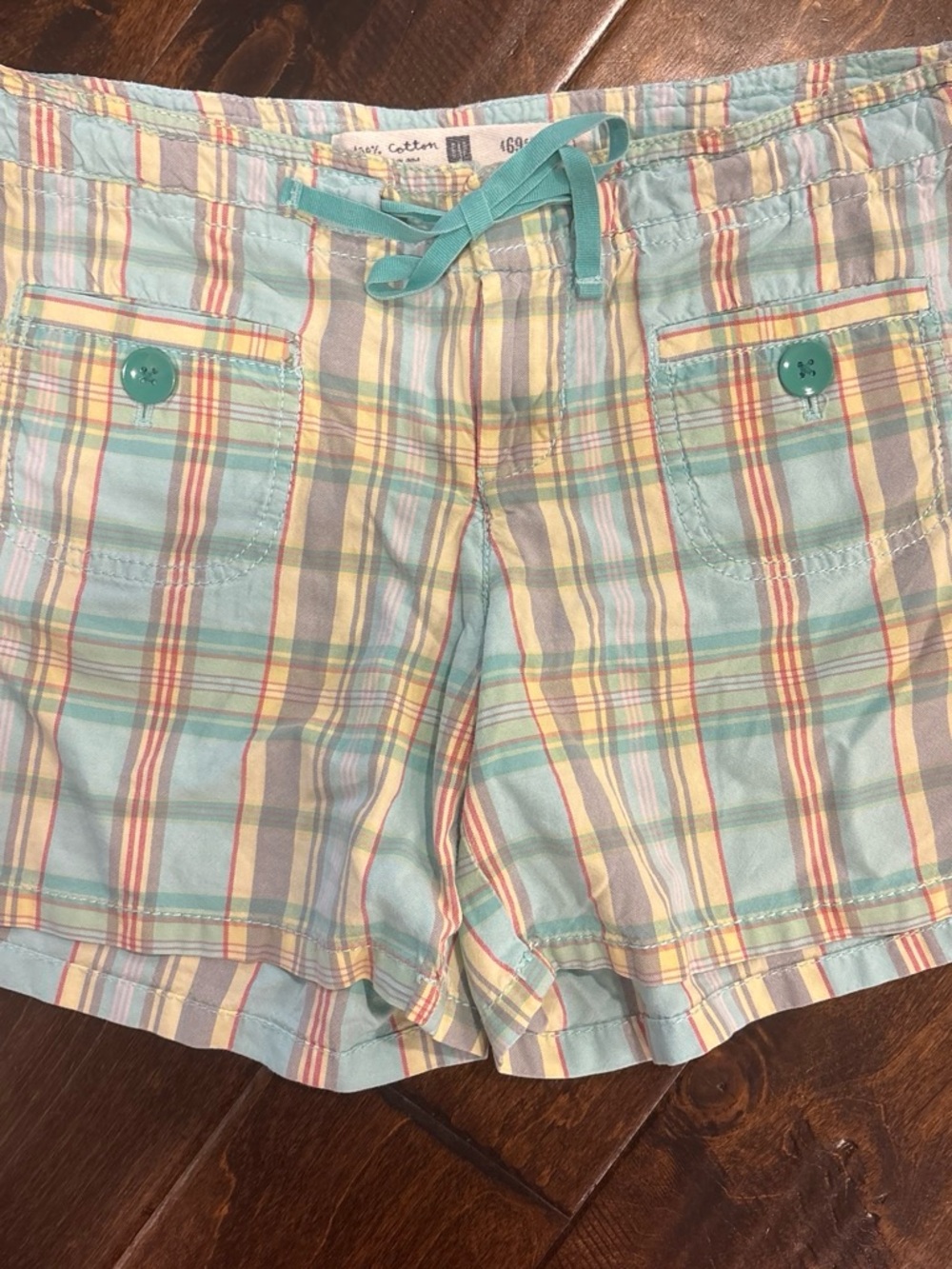 GAP Pastel Plaid Drawstring Shorts